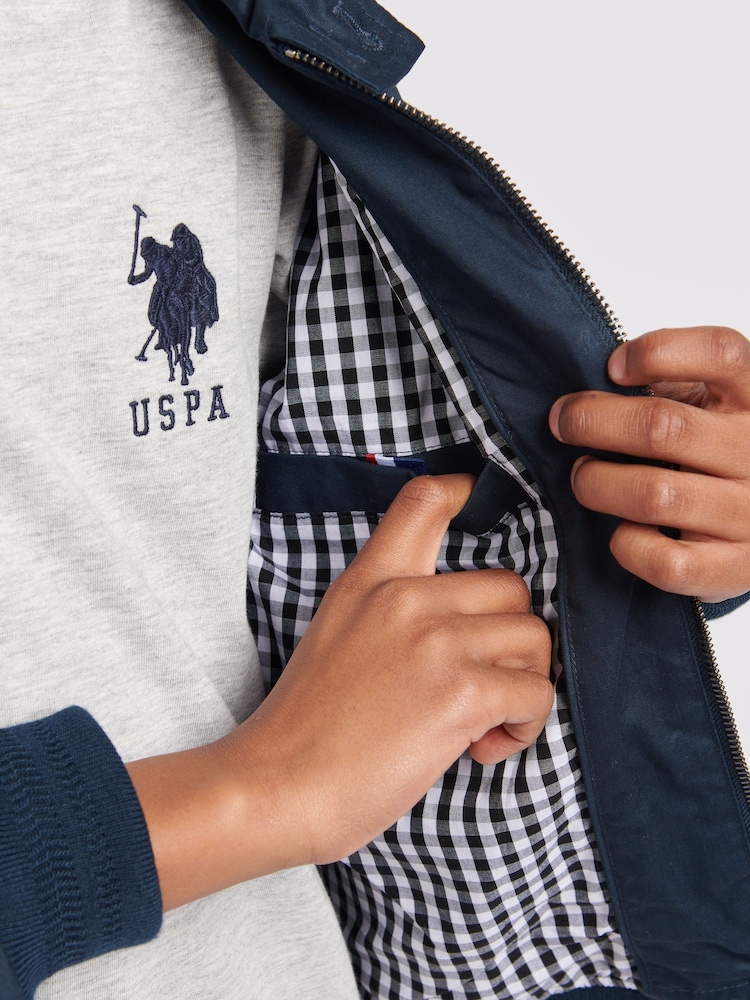 U.S. Polo Assn. Blue Boys 100% Cotton Twill Harrington Jacket - Image 5 of 8