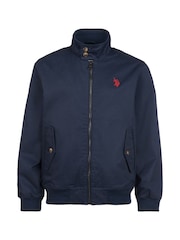 Синий - U.S. Polo Assn. Boys 100% Cotton Twill Harrington Jacket - Изображение 6 из 8
