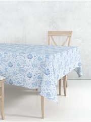 William Morris Gallery Blue Compton 100% Cotton Wipe Clean Table Cloth - Image 1 of 2