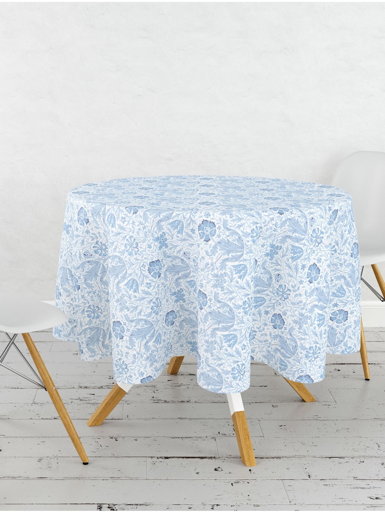 William Morris Gallery Blue Compton 100% Cotton Wipe Clean Table Cloth - Image 2 of 2