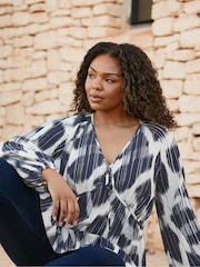Live Unlimited Curve Geo Print Tie Neck Blouse - Изображение 1 из 8