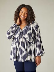 Live Unlimited Curve Geo Print Tie Neck Blouse - Изображение 2 из 8
