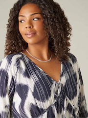 Live Unlimited Curve Geo Print Tie Neck Blouse - Изображение 5 из 8