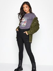 PixieGirl Petite Black Skinny Utility Cargo Trousers - Image 2 of 7