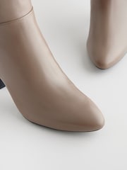 Neutral Leather Premium Knee High Heeled Boots - Image 6 of 7