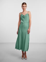 Y.A.S Green Satin Cowl Neck Slip Dress - Image 1 of 5