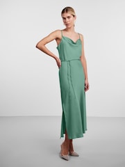 Y.A.S Green Satin Cowl Neck Slip Dress - Image 3 of 5