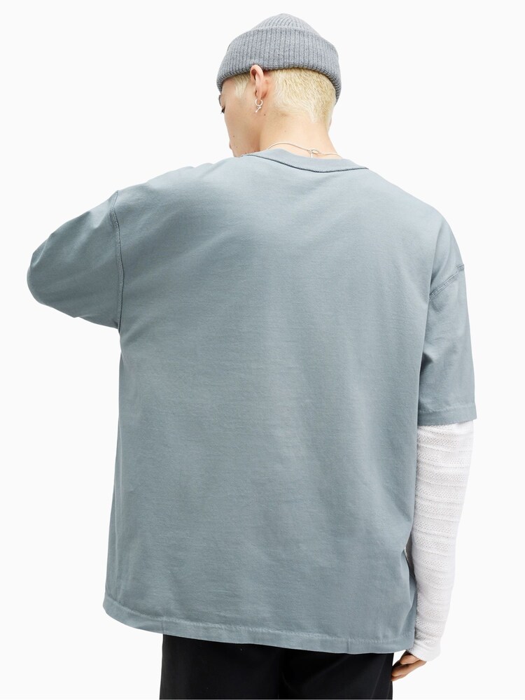 AllSaints Blue Isac Short Sleeve Crew T-Shirt - Image 2 of 9