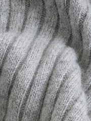 Light Grey Crew Neck Regular Fit Premium Lambswool Blend Rib Texture Jumper - Image 8 of 8