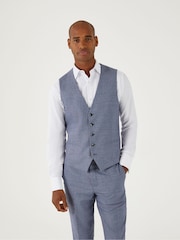 Skopes Blue Jodrell Marl Tweed Tailored Fit Suit Waistcoat - Image 1 of 5