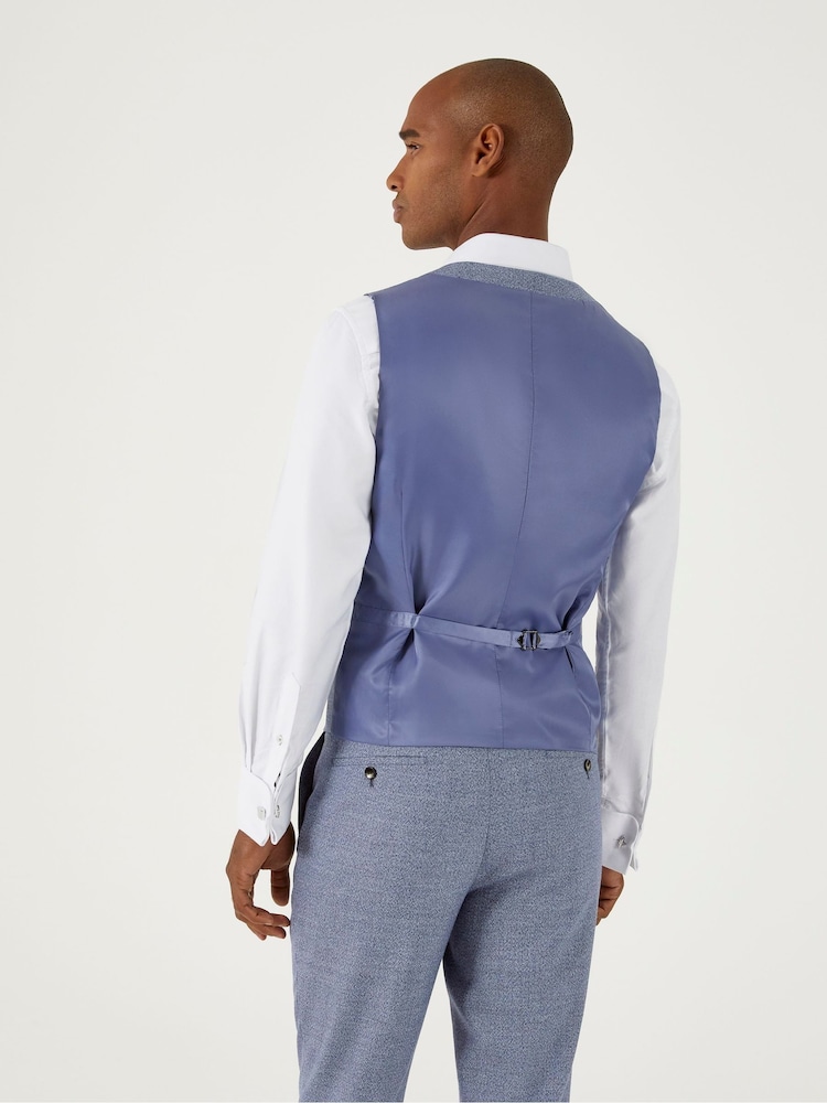 Skopes Blue Jodrell Marl Tweed Tailored Fit Suit Waistcoat - Image 2 of 5