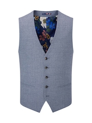 Skopes Blue Jodrell Marl Tweed Tailored Fit Suit Waistcoat - Image 4 of 5