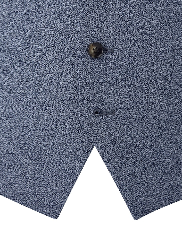 Skopes Blue Jodrell Marl Tweed Tailored Fit Suit Waistcoat - Image 5 of 5