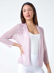 Roman Pink Lace Applique Knit Shrug - Image 2 of 5
