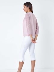 Roman Pink Lace Applique Knit Shrug - Image 3 of 5
