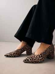 Animal Forever Comfort® Leather Point Toe Low Block Heels - Image 1 of 8