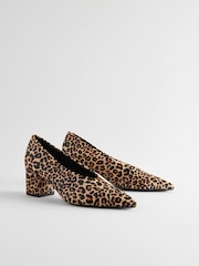 Animal Forever Comfort® Leather Point Toe Low Block Heels - Image 4 of 8