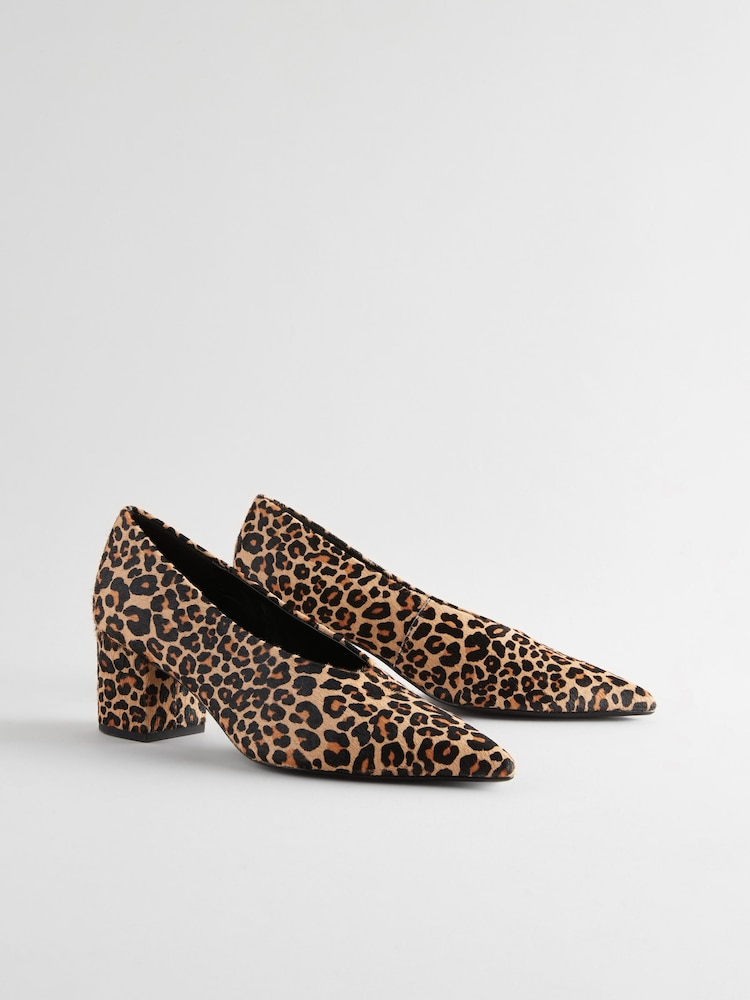 Animal Forever Comfort® Leather Point Toe Low Block Heels - Image 4 of 8