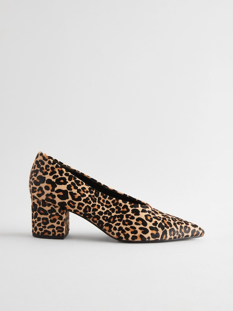 Animal Forever Comfort® Leather Point Toe Low Block Heels - Image 5 of 8
