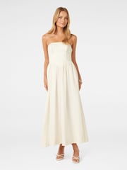 Forever New White Pure Linen Nova Strapless Midi Dress - Image 1 of 4