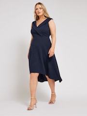 Yours Curve Blue London Tuxedo High Low Dress - Image 1 of 6