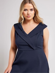 Yours Curve Blue London Tuxedo High Low Dress - Image 4 of 6
