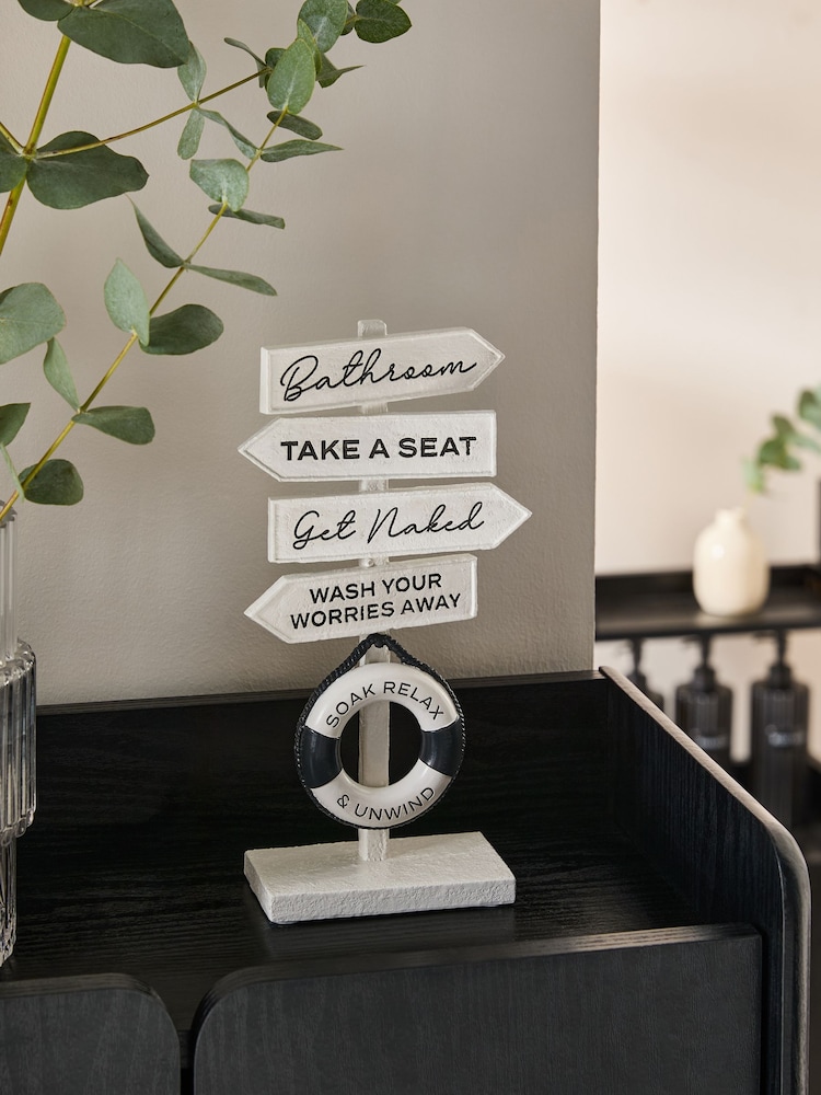 Monochrome Monochrome Slogan Ornaments Bathroom Sign - Image 1 of 4