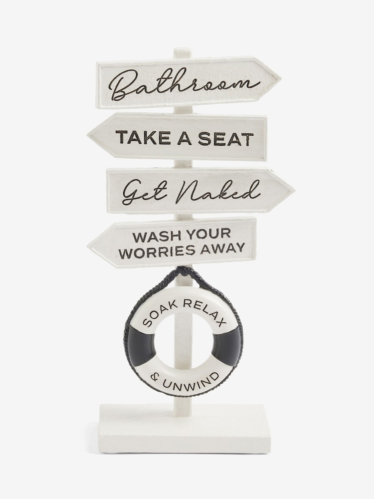 Monochrome Monochrome Slogan Ornaments Bathroom Sign - Image 4 of 4
