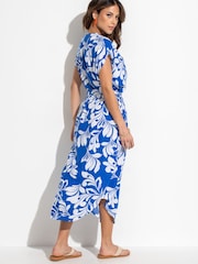 Pour Moi Blue Viscose Belted Beach Kaftan Dress - Image 2 of 4