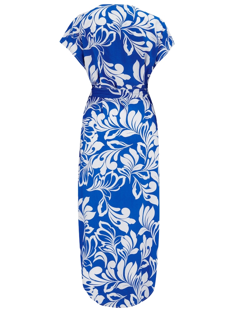 Pour Moi Blue Viscose Belted Beach Kaftan Dress - Image 4 of 4