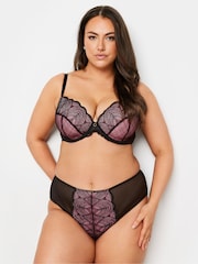 Yours Curve Black Suzie Mesh Lace Padded Bra - Image 1 of 5