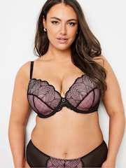 Yours Curve Black Suzie Mesh Lace Padded Bra - Image 2 of 5