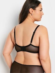 Yours Curve Black Suzie Mesh Lace Padded Bra - Image 3 of 5