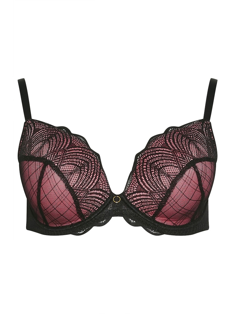 Yours Curve Black Suzie Mesh Lace Padded Bra - Image 5 of 5