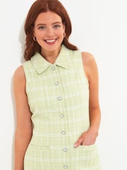 Joe Browns Green Collared Boucle Sleeveless Shift Dress - Image 5 of 6