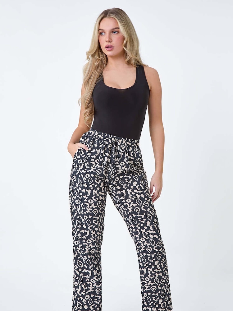 Roman Black Aztec Style Animal Print Pocket Trousers - Image 2 of 5