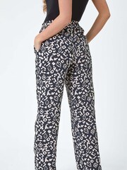 Roman Black Aztec Style Animal Print Pocket Trousers - Image 3 of 5