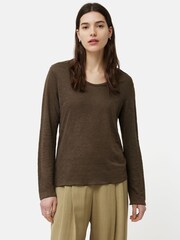 Jigsaw Brown Jigsaw Linen Eden Long Sleeve T-Shirt - Image 1 of 6