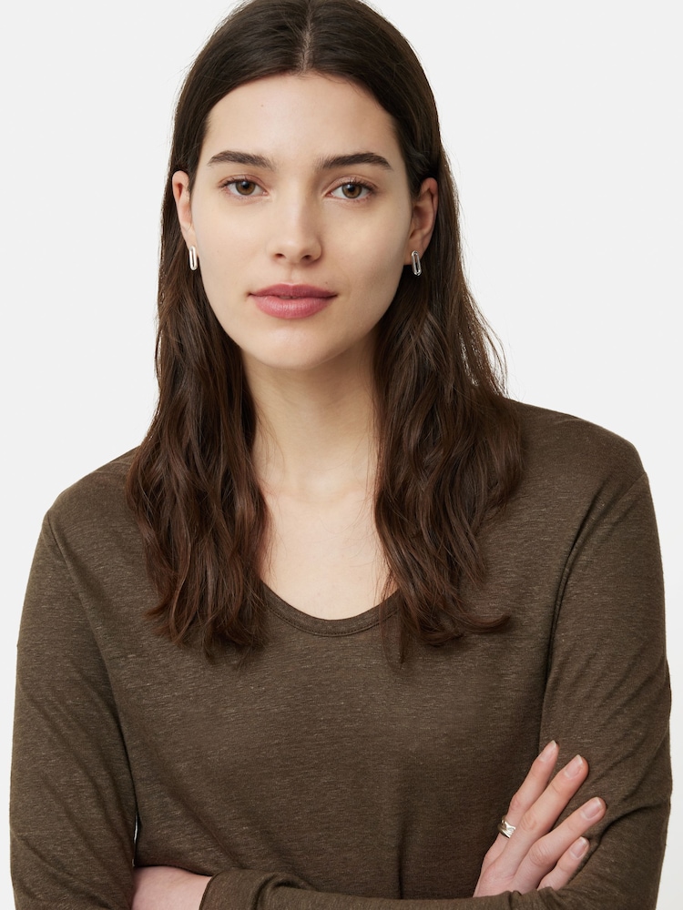 Jigsaw Brown Jigsaw Linen Eden Long Sleeve T-Shirt - Image 2 of 6