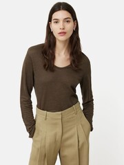 Jigsaw Brown Jigsaw Linen Eden Long Sleeve T-Shirt - Image 4 of 6
