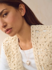 Gold Tone Heart Enamelled Necklace Made With Recycled Metals - Image 1 of 4