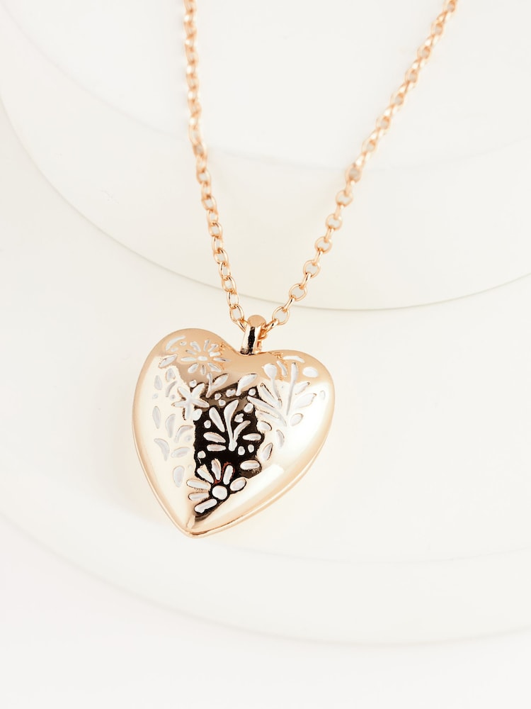 Gold Tone Heart Enamelled Necklace Made With Recycled Metals - Image 4 of 4