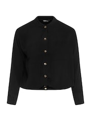 Yours Curve Black Button Up Bomber Jacket - Image 5 of 5