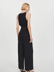 Mango Black Belt Long Jumpsuit - Image 2 of 7