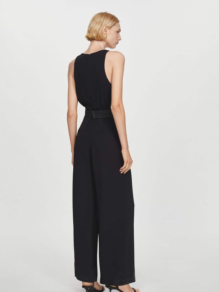 Mango Black Belt Long Jumpsuit - Image 2 of 7 Mango Black Belt Long Jumpsuit - Image 2 of 7