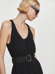Mango Black Belt Long Jumpsuit - Image 5 of 7