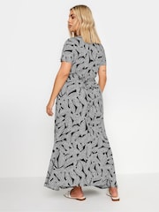 Yours Curve Black Leaf Print Tie Maxi Dress - Image 3 of 5