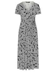 Yours Curve Black Leaf Print Tie Maxi Dress - Image 5 of 5