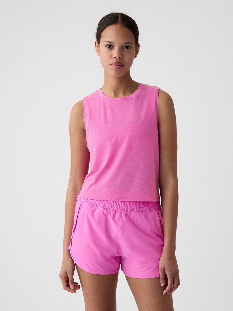 Gap Pink Breathe Cropped Sleeveless Muscle T-Shirt - Image 1 of 5