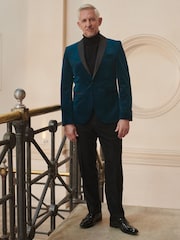 Black Regular Fit Adjustable Tuxedo Trousers With Wool - Image 2 of 8